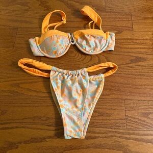 Strawberry milk mob Orange Polka Dot Bikini Set